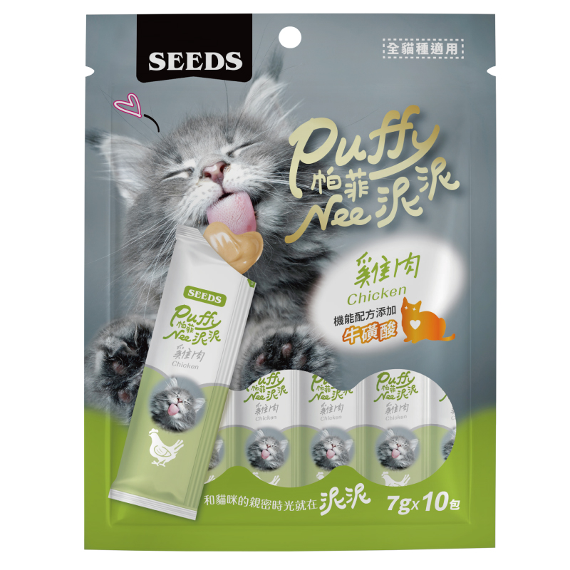 限時優惠: 正價$35) SEEDS Puffy Nee 貓咪機能肉泥條#PF-05 雞肉+牛磺